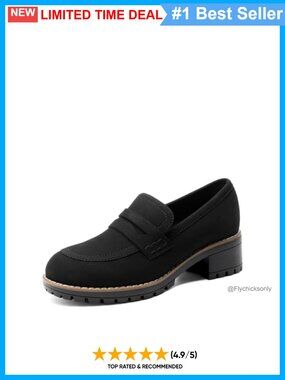 Women's Chunky Platform Loafers Slip-On Work Shoes Almond Toe Faux Suede